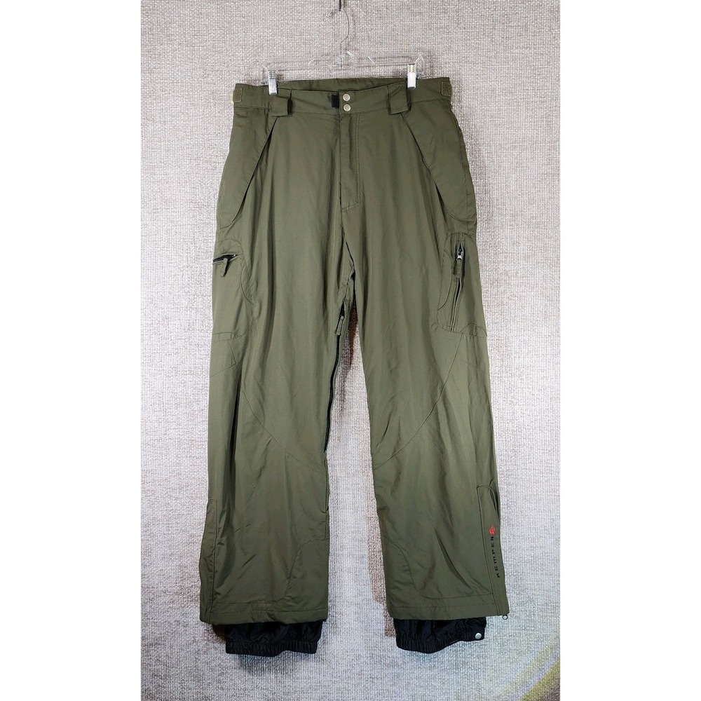 Kemper Insulated Cargo‎ Ski Snowboard  Pants Olive Thigh Vent Mens *L 36x31 EUC